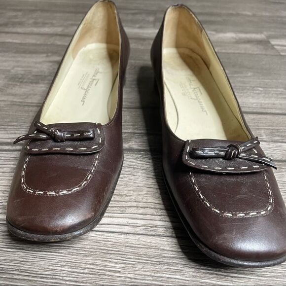 SALVATORE FERRAGAMO vintage Contrast Stitch Bow Flat - Picture 9 of 9